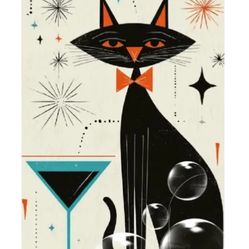 Retro Atomic Cat Wall Art