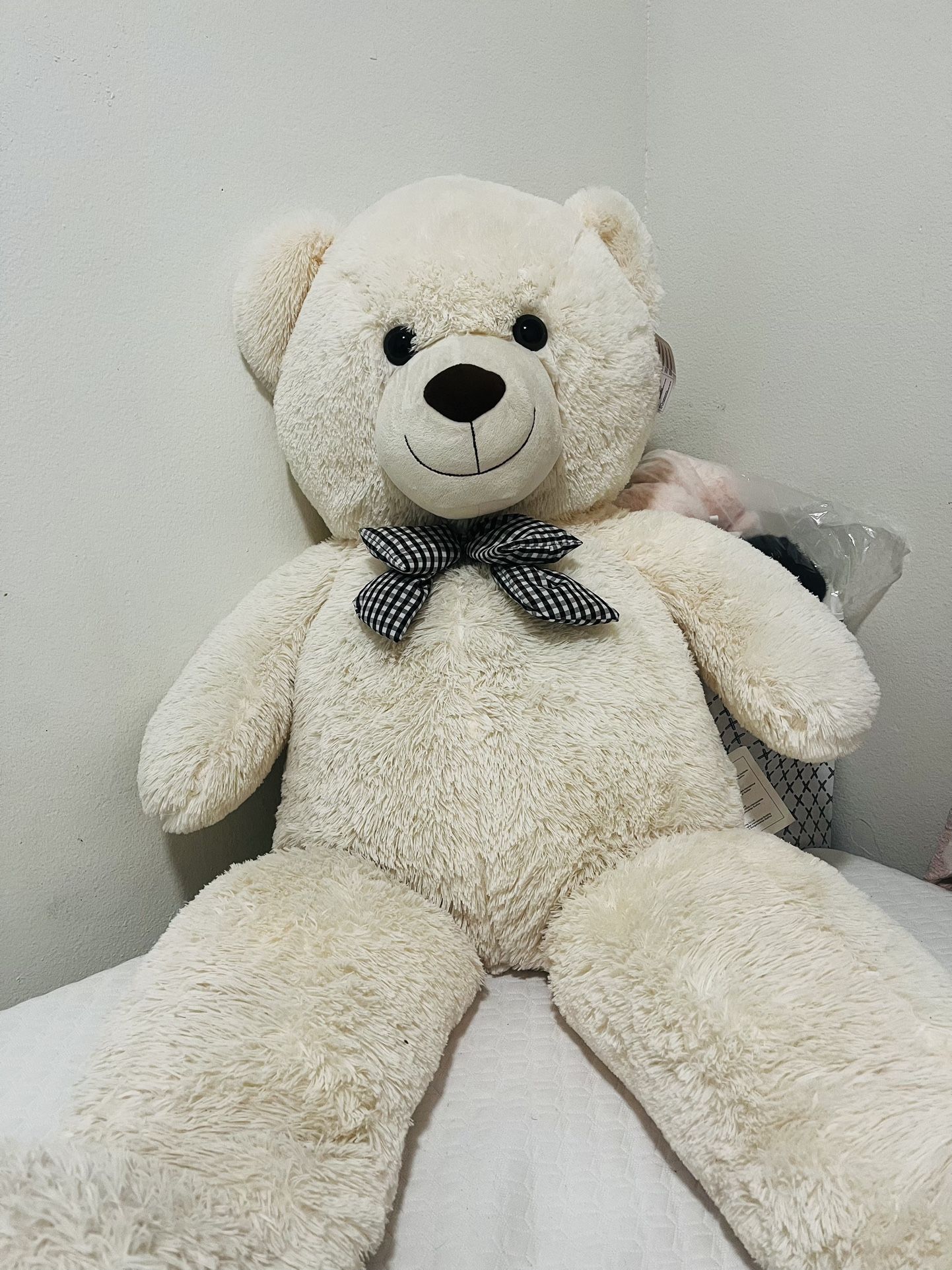 4 Foot Teddy Bear White Cream