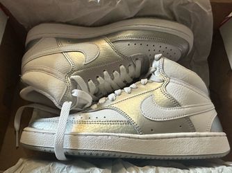 Nike Women's Court Vision Mid white and metallic silver