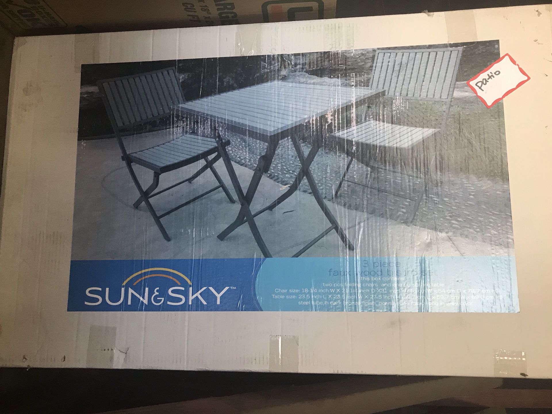 Patio folding chair and table set