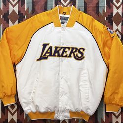 Vintage NBA Nike Los Angeles Lakers Satin Bomber Jacket Size Large Made in Korea
