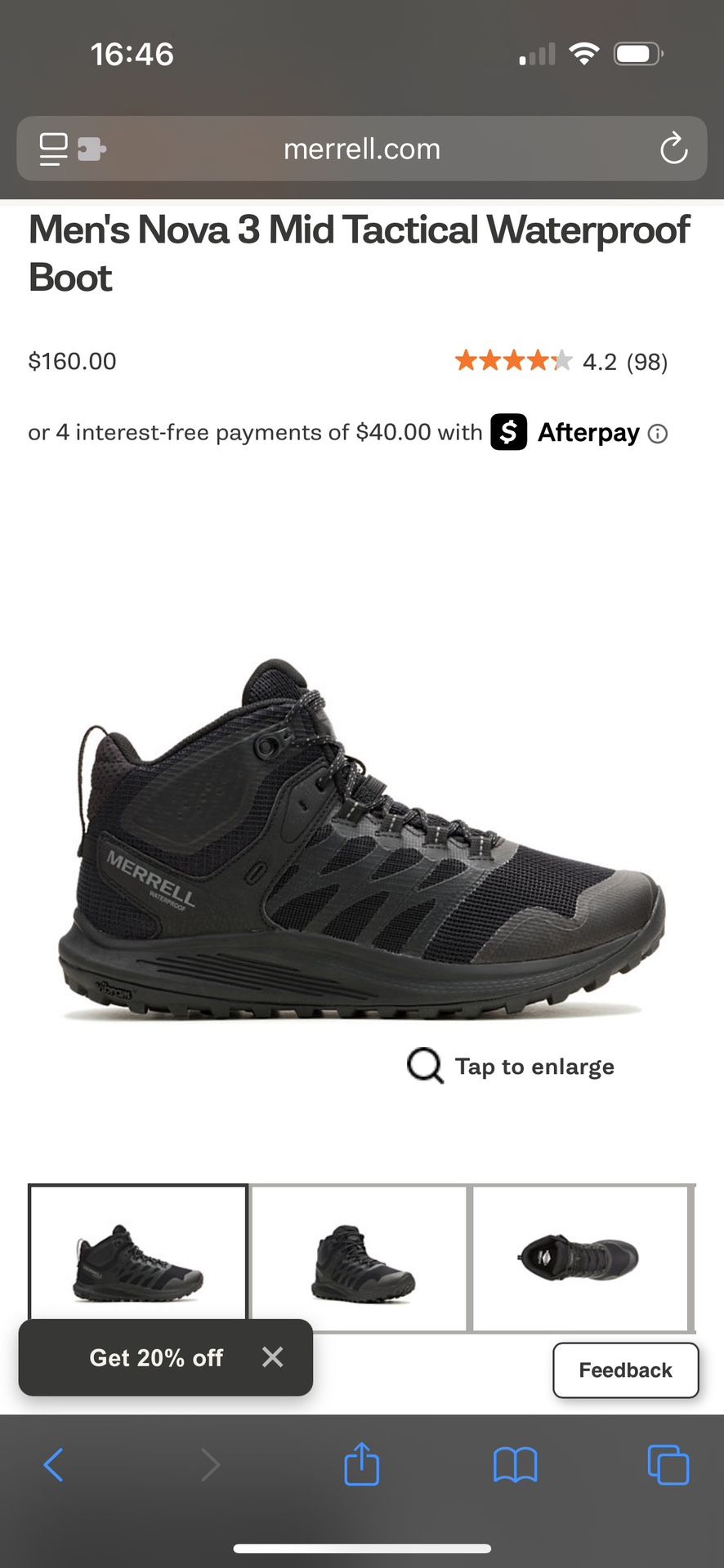 Nova 3 Merrill boot Size 10