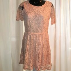 Forever 21 Floral Print Lace Overlay Dress