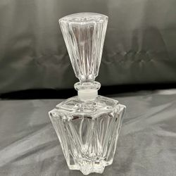 Vintage Heavy Crystal Glass Perfume Bottle And Stopper Large Size H 7 Inch