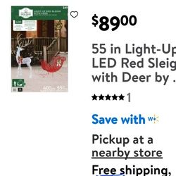 Light Up Red Sleigh With Deer