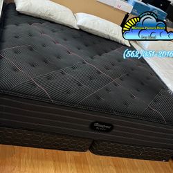 California King Beautyrest Pillowtop Black Class C Firm Mattress Set