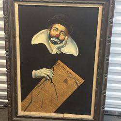 Art vintage Clown painting Size 32" long and 44" high
