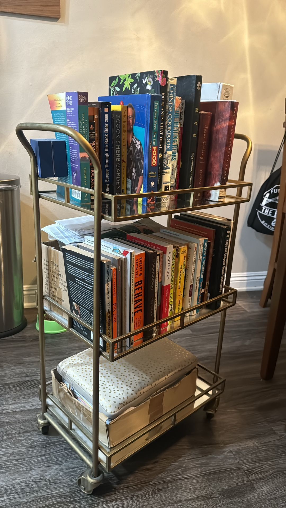 Antique Brass & Mirror 3-Tier Bar Cart