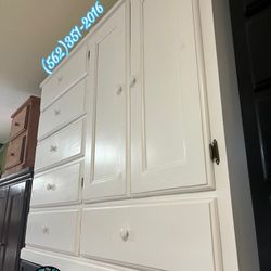 White Pinewood Wardrobe Dresser 