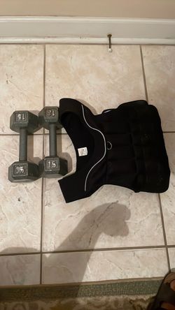 Weighted vest and 15 lb dumbbells