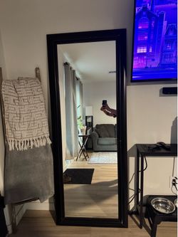 Black Framed Full-Length Mirror – 28” × 66”