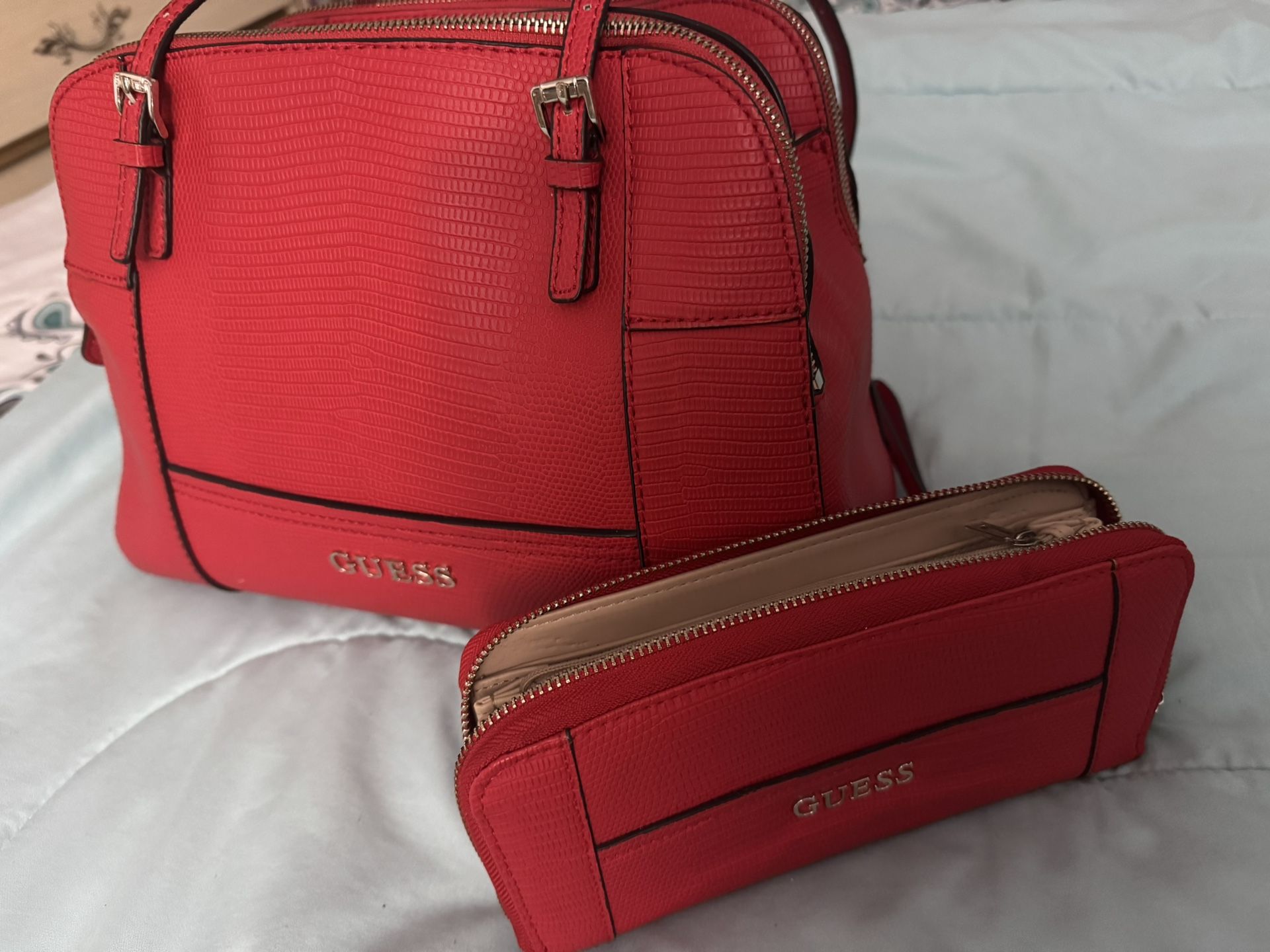 Red Guess Medium Size With Matching Wallet