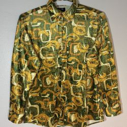 BC Ethic Vintage Shirt XL Green Rockabilly Geometric Retro