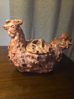 Burl Wood Rooster Lidded Box