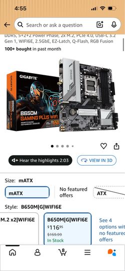 GIGABYTE B650M GAMING PLUS WIFI AMD AM5 mATX Motherboard, Support Ryzen 9000/8000/7000 Series