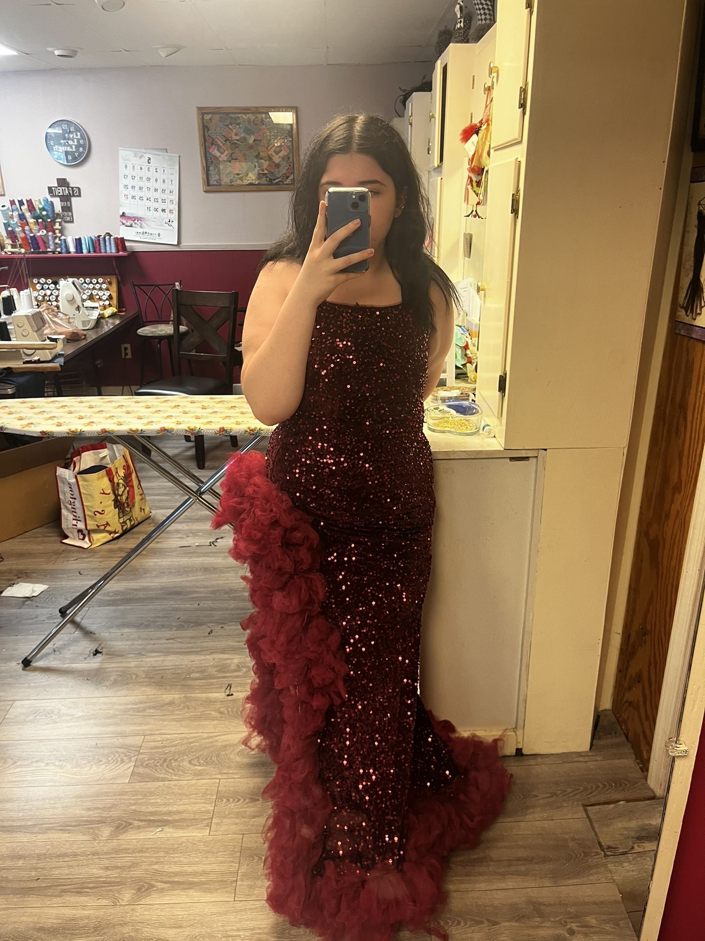 glitter black dress long Burgundy Sequins Long Prom Dress, Mermaid Backless Evening Formal Dres –  Loveydress main image 0