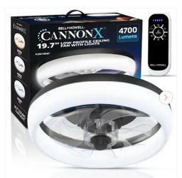 CannonX 19.7 in. Indoor Black Ceiling Fan 4700 Lumen Bright LED Lighting Standard Flush Mount Fandelier with Remote