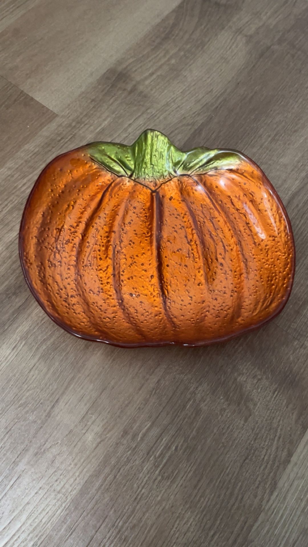 Glass Pumpkin Decorative Plate 