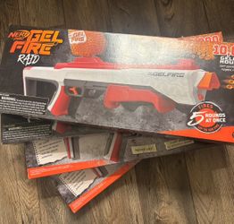 Lot of  4 - Nerf Pro Gelfire Raid Blaster, Fire 5 Rounds At Once, 10,000 Gelfire Rounds,