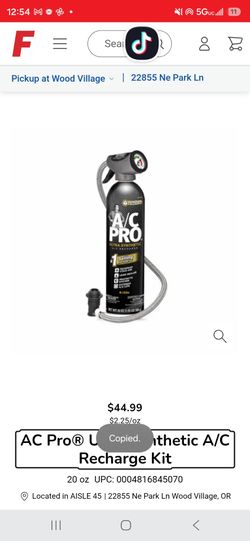 A/C Pro Ultra Synthetic refrigerant recharge kit,