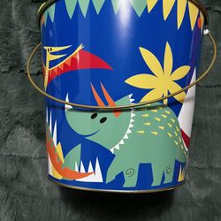 Dinosaur Easter Bucket with Eggs & Grass