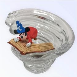MICKEY MOUSE SORCERERS APPRENTICE CRYSTAL WHIRLPOOL Crystal figurine with Mickey and magical book. Austrian crystal sculpture Disney's 1940 animated f