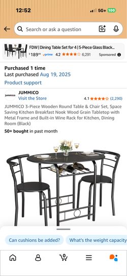 New in box dining table and chairs from Amazon