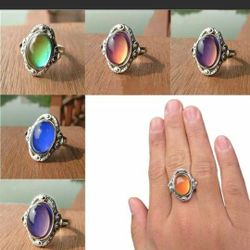 Vintage Retro Color Change Mood Ring Oval Emotion Feeling Adjustable Size