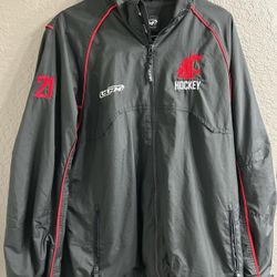 Very Clean Grey and red Washington State University windbreaker jacket 