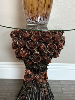 FLORAL GLASS STAND ROSE GOLD $99 