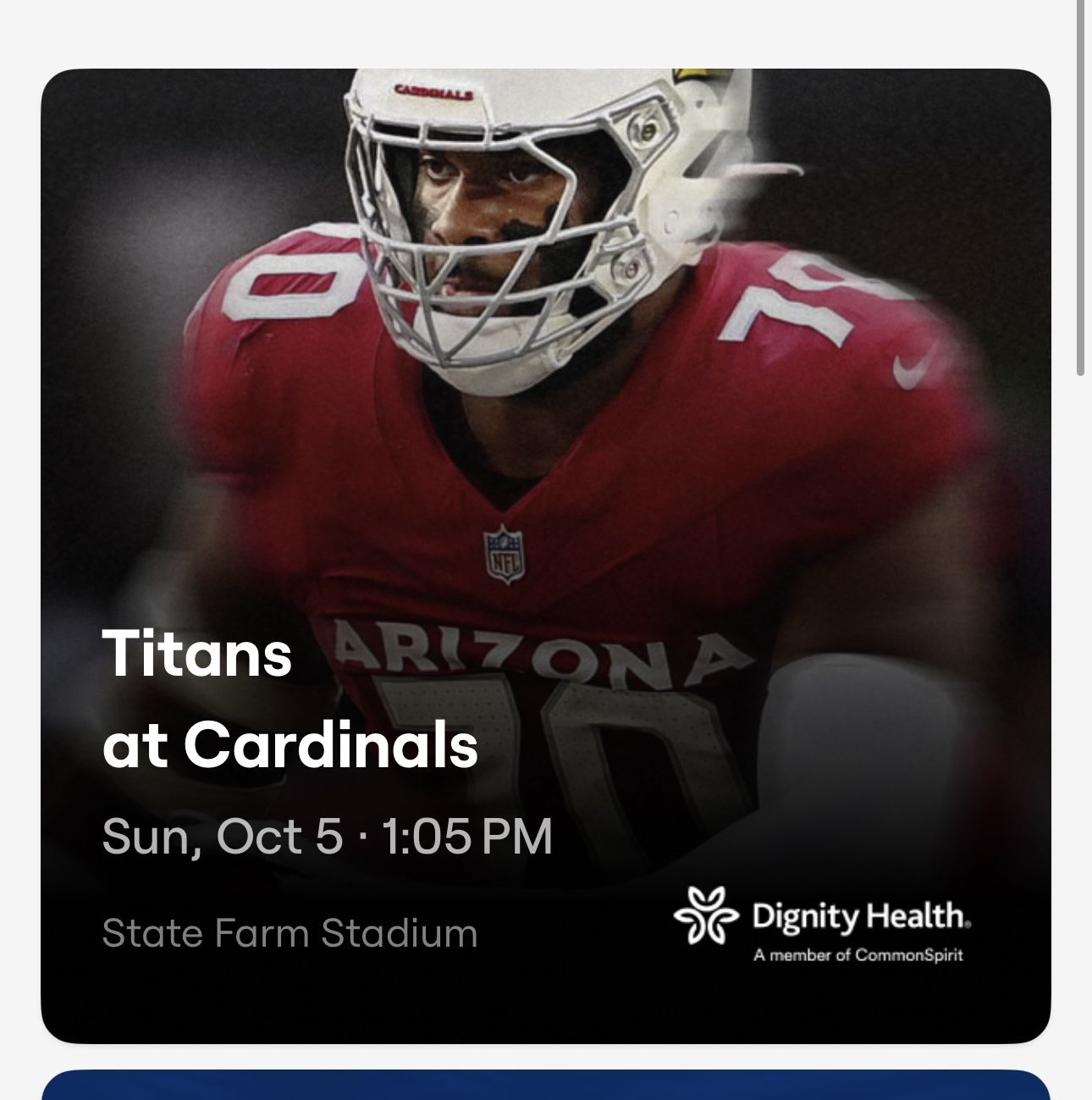 6 Seats - CARDINALS VS TITANS - SEC 122 ROW 8