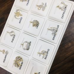 10KT Gold With Diamonds Horoscope Charms 