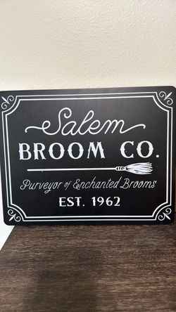 Salem Broom Co. Halloween sign