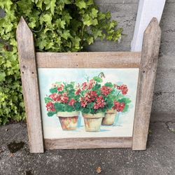 Flower Garden Picture Frame with Picket Fence