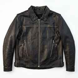 Yamaha Star Motorcycle Leather Jacket Men XL Black Biker Convertible Vest Riding