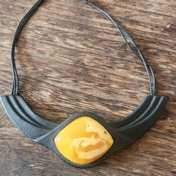 Butterscotch Amber  Leather Choker/Necklace

