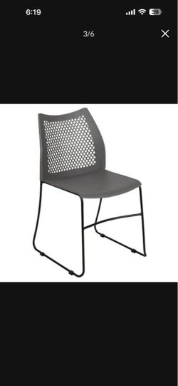 Flash Furniture HERCULES Series 661 lb. Capacity Gray Stack Chair with Air-Vent Back and Black Powde