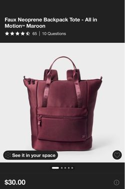 Faux Neoprene Backpack Tote - All in Motionβ’ Maroon