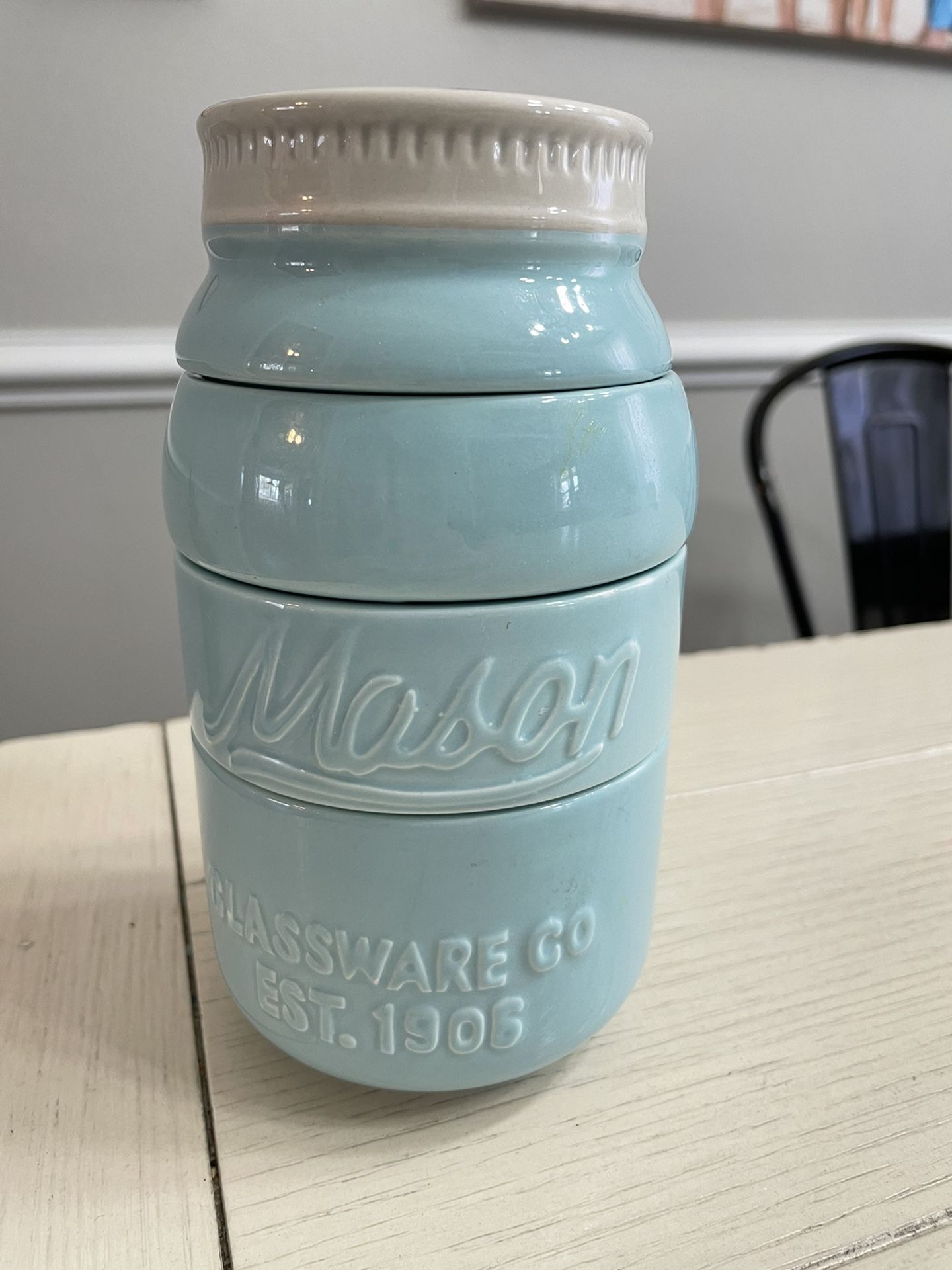 Blue Ceramic Mason Jar Measuring Cups for Sale in Chesapeake, VA - OfferUp