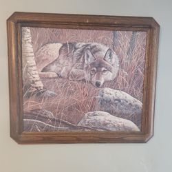 Jennie Harper Framed Wolf Canvas Art Print