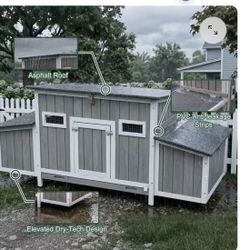 Medium Chicken Coop with Nesting Boxes for 3-5 Chickens