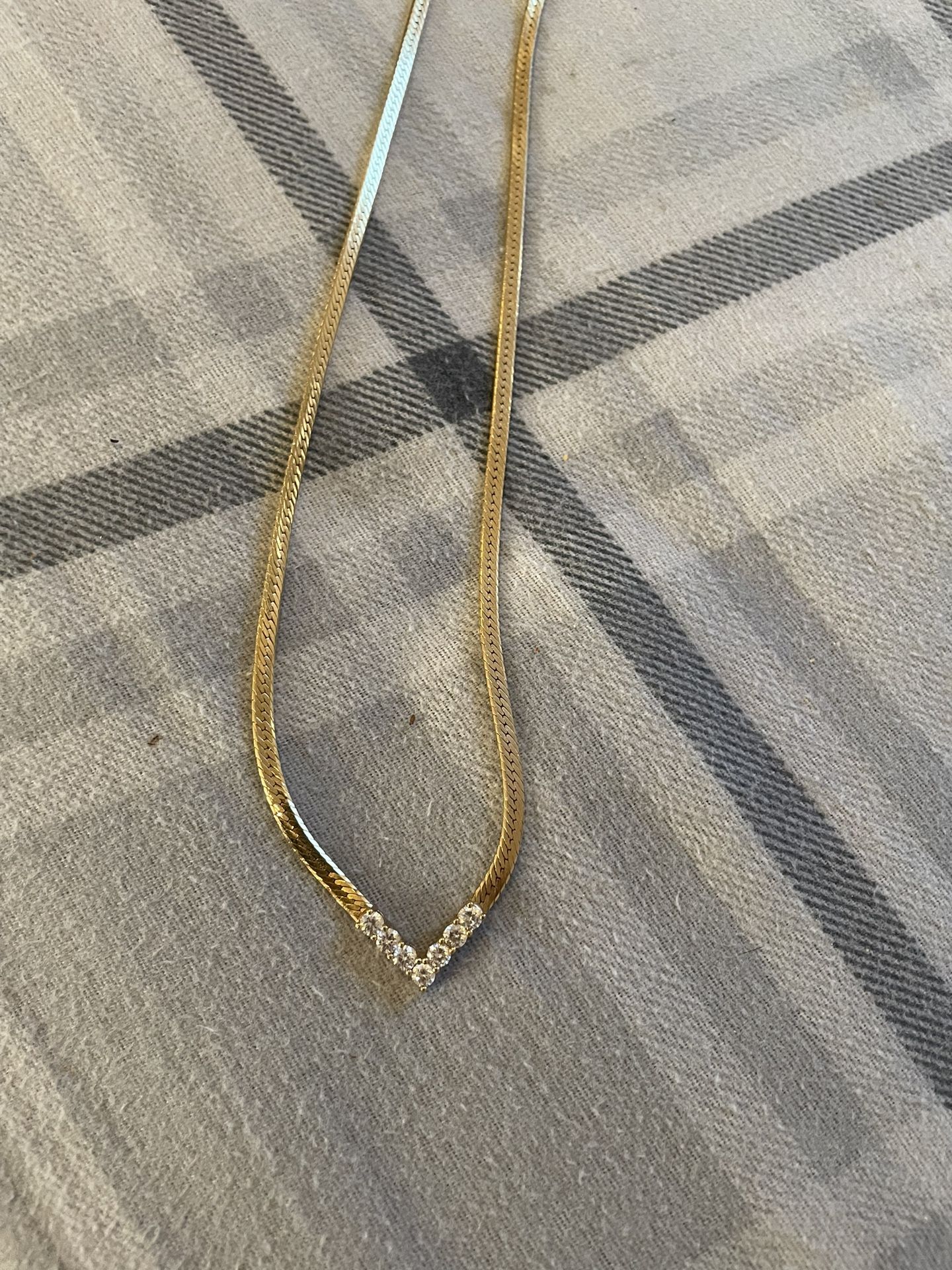 Gold Plated CZ Chain Necklace 18” Vintage