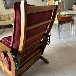 Antique Morris Chair  Oak Recliner And Platform Rocker Manual Reclining Chair 3 Position  Bar 