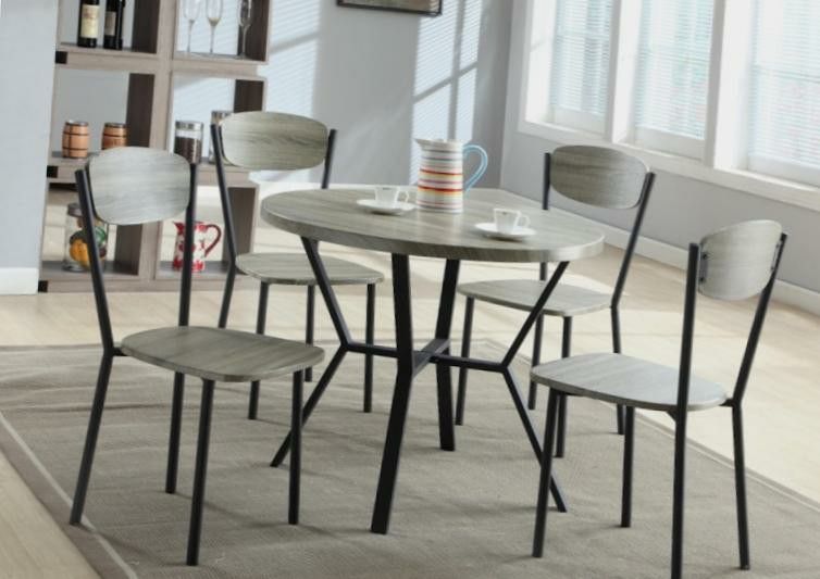 5PC Round Grey Dining Set