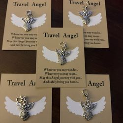 Travel angels Set Of 5 Metal Angles With Lobster Claw Jewelry