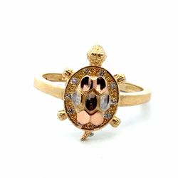 Woman’s Ladies 14k Tri Toned Rose White Yellow Gold Turtle Ring Size 6 GP3130694