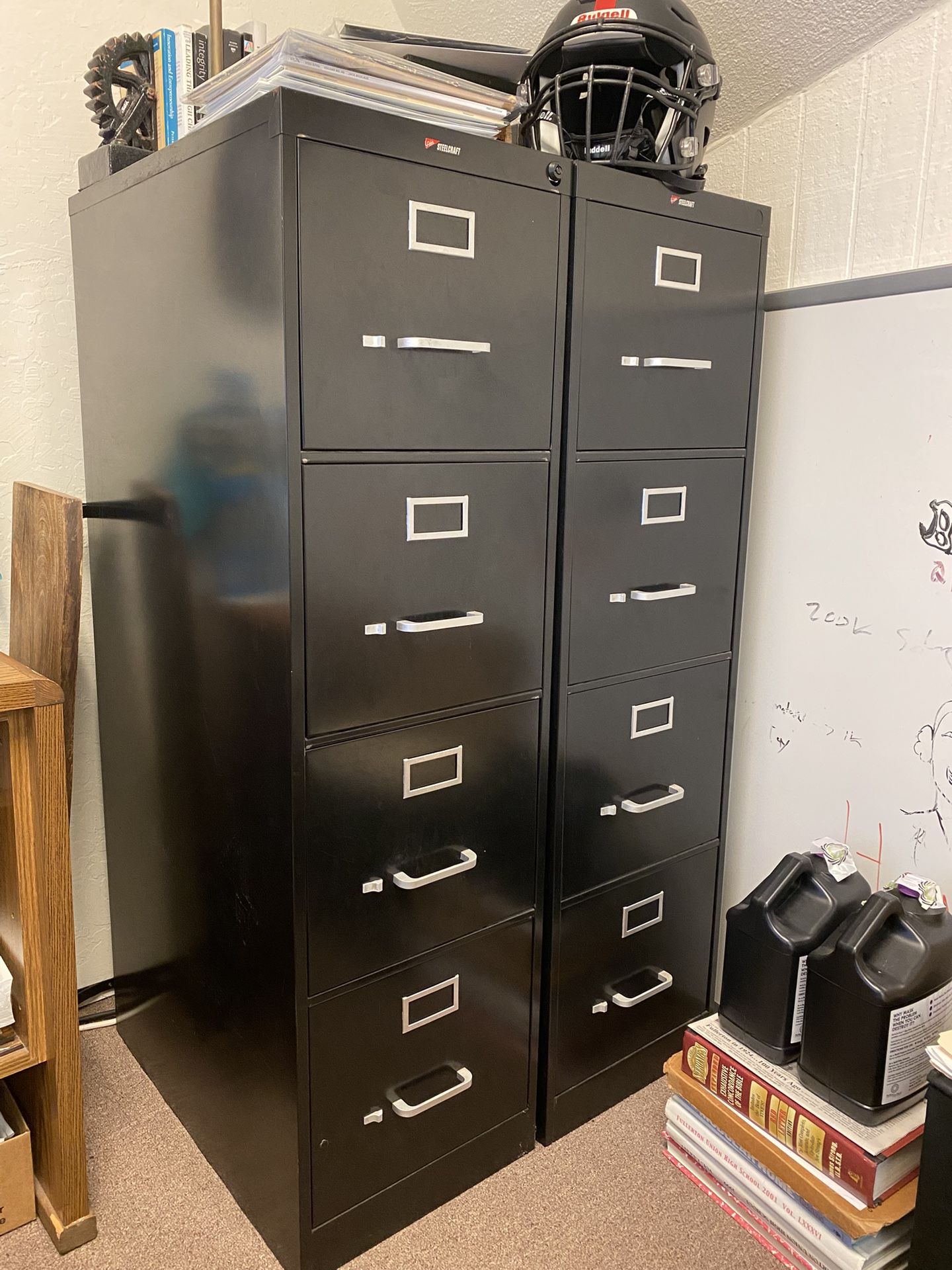 2 Four-Drawer Steelcraft Filing Cabinets Black