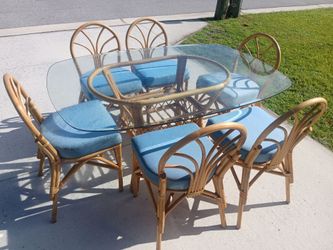 Vintage BOHO Natural Rattan Dining Set