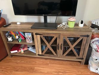 Rustic Farmhouse TV Stand with Cabinet