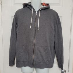 Vintage The North Face Hoodie Men's Gray Sweatshirt Zip Up Plaid Lined.

Size Large  